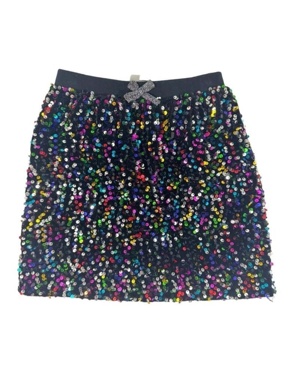 Rockets of Awesome Girls Multi-Color Sequin Mini Skirt with Bow Detail